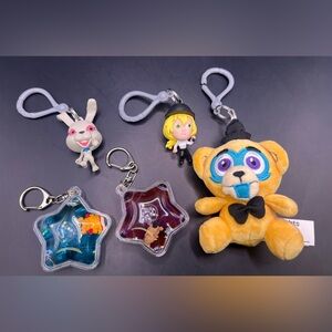 Five Night’s at Freddy’s - Mixed Keychain/Clip‎ Lot of five, Pre-Owned